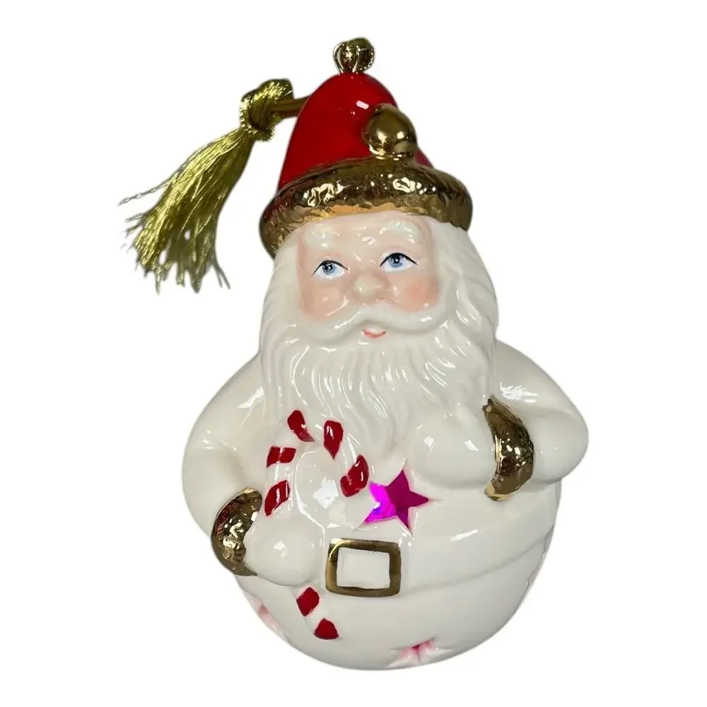 Lenox Ceramic Color Changing Santa 4” Lit Ornament  Christmas Holidays